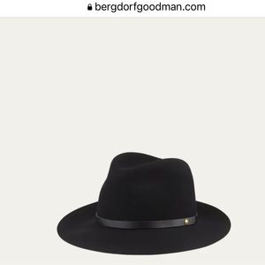 NWT rag & bone Floppy Brim Wool Fedora Hat Leather Band Black Size Small